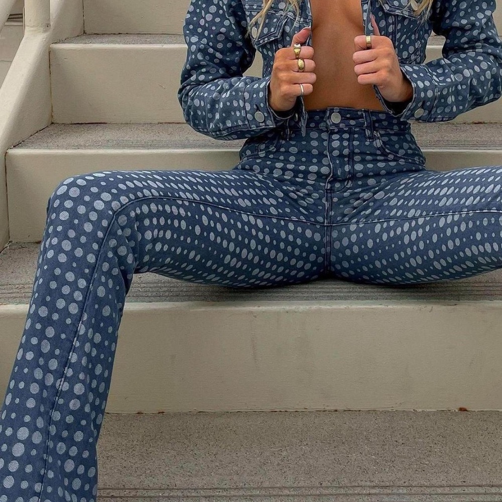The Kript Arlo Denim Polka Dot Jeans